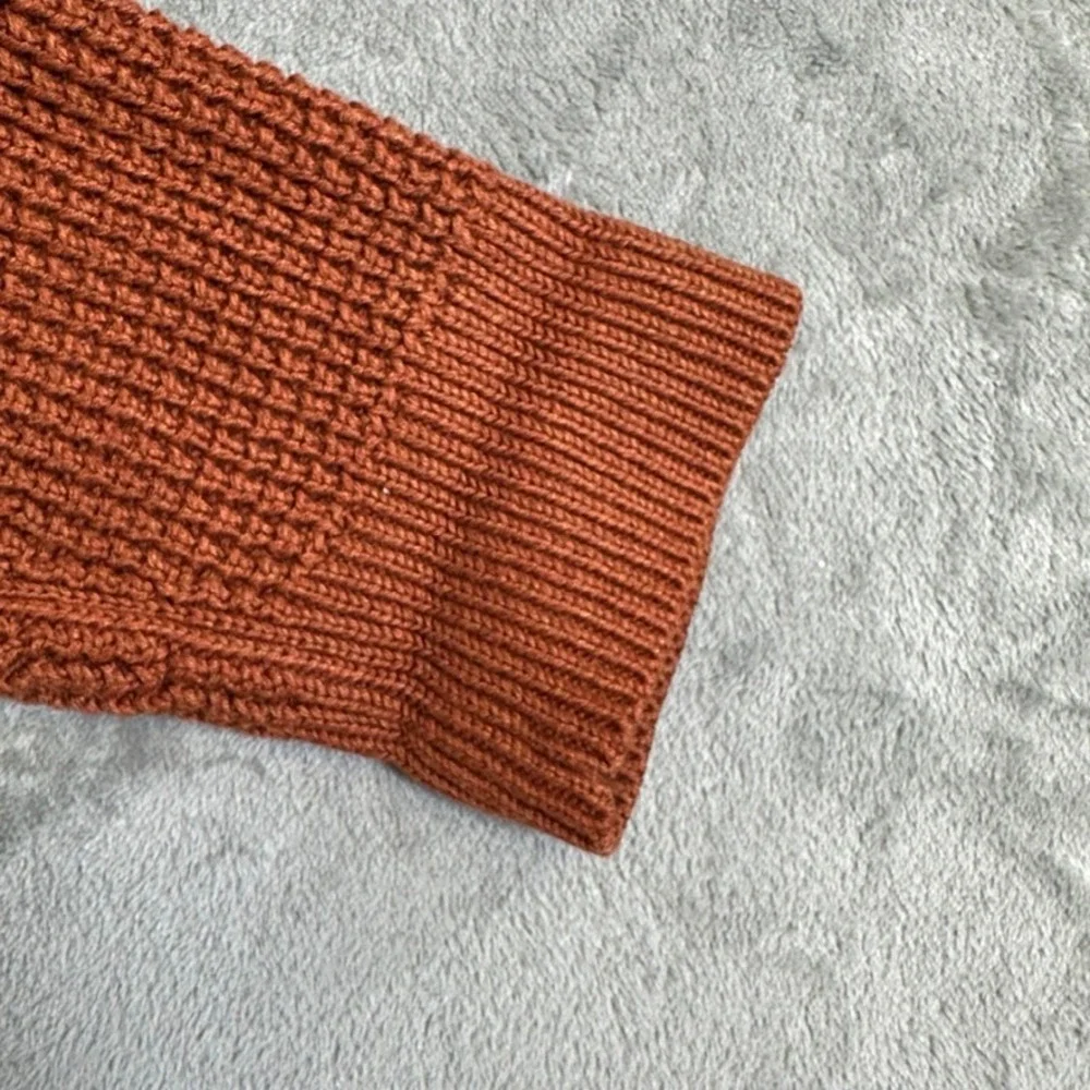 LL Bean Organic Cotton Waffle Knit Sweater XL-Tall Burnt Orange 515580